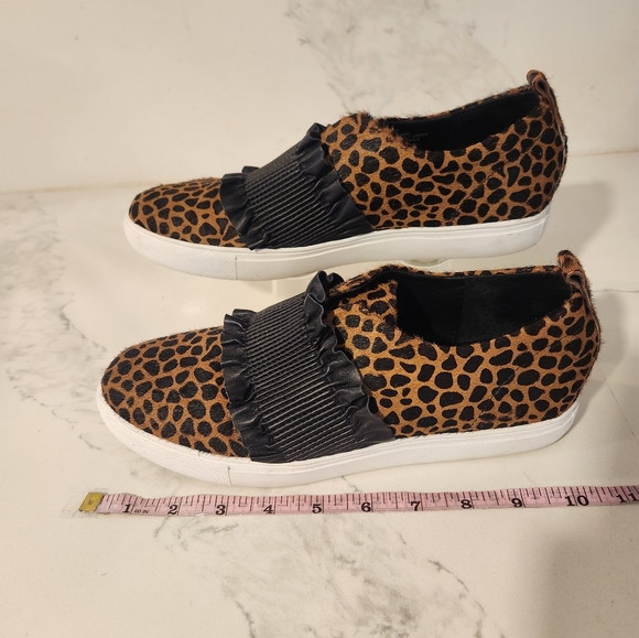 Donald Pliner Leopard Print Hairy Calf Brown Black Slip-On Flats Shoes Size 8.5M - Picture 9 of 13